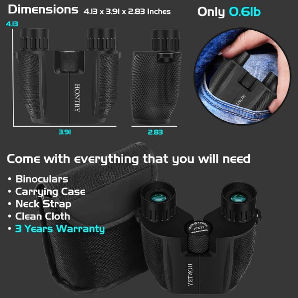 Binoculars for Adults and Kids, 10x25 Compact Binoculars for Bird Watching, Theater and Concerts, Hunting and Sport Games - Image 4