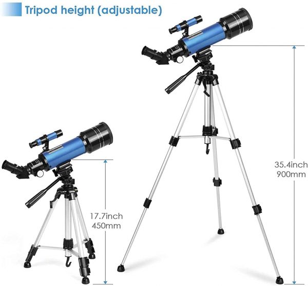 Telescope, 70mm Aperture 400mm AZ Mount Astronomical Refracting Telescope for Kids Beginners & Adults - Travel Telescopes (Gift:Carry Bag, Phone Adapter) - Image 5