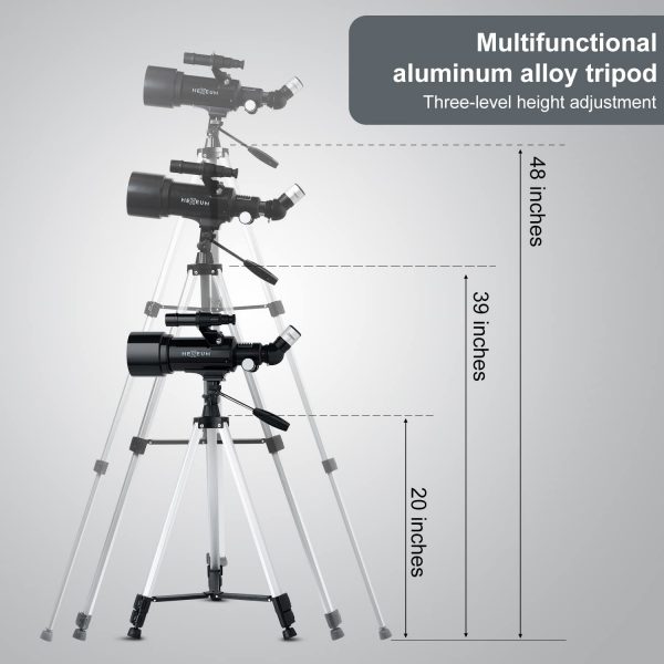 Telescope 70mm Aperture 500mm - for Kids & Adults Astronomical refracting Portable Telescopes AZ Mount Fully Multi-Coated Optics, with Tripod Phone (Black) - Image 5