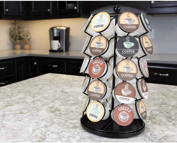 Nifty Coffee Carousel – Compatible with K-Cups, 35 Pod Pack Storage, Spins 360-Degrees Lazy Susan Platform, Modern Black Design, Home or Office Kitchen Counter Organizer - Image 4