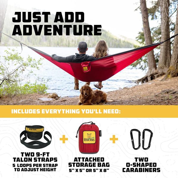 Wise Owl Outfitters Camping Hammocks - Portable Hammock Single or Double Hammock for Outdoor, Indoor w/ Tree Straps - Backpacking, Travel, and Camping Gear - Image 7