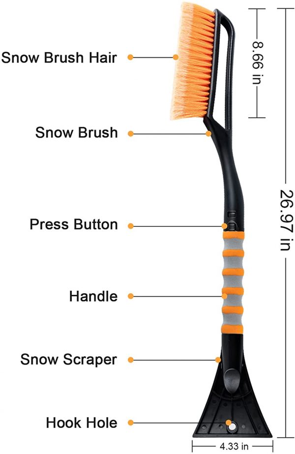 AstroAI 27 Inch Snow Brush and Detachable Ice Scraper with Ergonomic Foam Grip for Cars, Trucks, SUVs (Heavy Duty ABS, PVC Brush) - Image 6