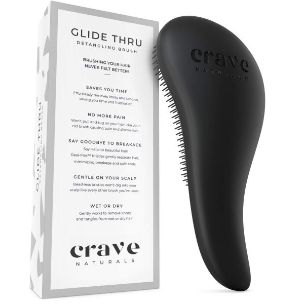 Crave Naturals Glide Thru Detangling Brush for Adults & Kids Hair. Detangler Hairbrush for Natural, Curly, Straight, Wet or Dry Hair. Hair Brushes for Women. Styling Brush - Image 4