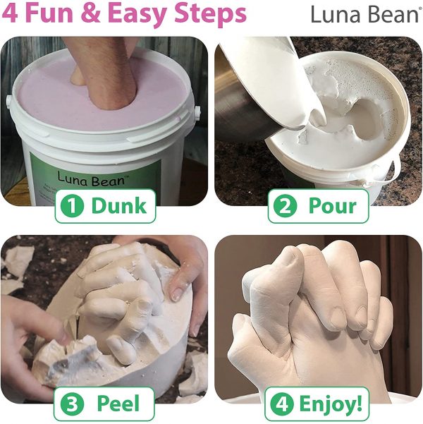 Luna Bean Keepsake Hands Casting Kit | DIY Plaster Statue Molding Kit | Hand Holding Craft for Couples, Adult & Child, Wedding, Friends, Anniversary - Image 6