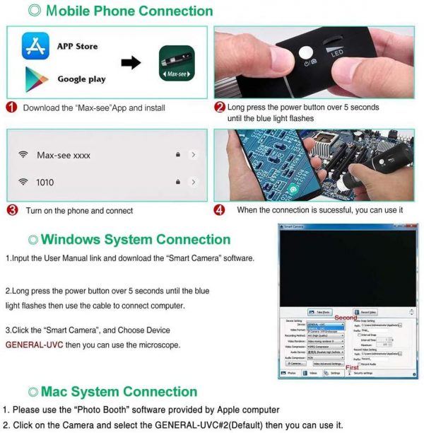 STPCTOU Wireless Digital Microscope 50X-1000X 1080P Handheld Portable Mini WiFi USB Microscope Camera with 8 LED Lights for iPhone/iPad/Smartphone/Tablet/PC - Image 3