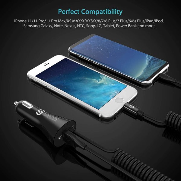 Syncwire iPhone Car Charger - Upgrade [Apple MFI Certified] 4.8A/24W Car Charging Adapter with Built-in Coiled Lightning Cable for Apple iPhone 13/12/11/Xs/XS Max/XR/X/8/7/6s/6 Plus, iPad & More - Image 7