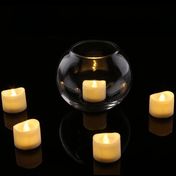 Homemory Realistic and Bright Flickering Bulb Battery Operated Flameless LED Tea Light for Seasonal & Festival Celebration, Pack of 12, Electric Fake Candle in Warm White and Wave Open - Image 4