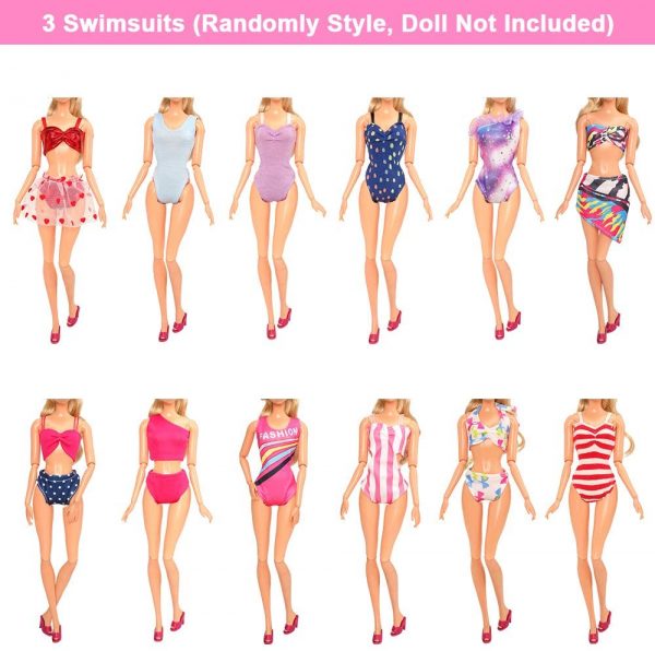 BARWA 36 Pack Doll Clothes and Accessories 5 PCS Fashion Dresses 5 Tops 5 Pants Outfits 3 PCS Wedding Gown Dresses 3 Sets Swimsuits Bikini for 10 Hangers 10shoes 11.5 inch Doll - Image 3