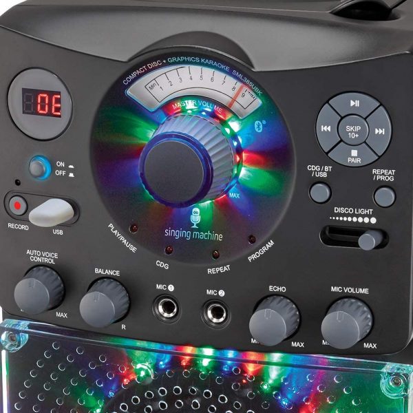 Singing Machine SML385UBK Bluetooth Karaoke System with LED Disco Lights, CD+G, USB, and Microphone, Black [Amazon Exclusive] - Image 5