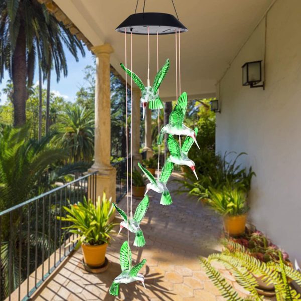 Wind Chime, Solar Hummingbird Wind Chimes Outdoor/Indoor(Gifts for mom/momgrandma Gifts/Birthday Gifts for mom) Outdoor Decor,Yard Decorations ,Memorial Wind Chimes,mom's Best Gifts - Image 4