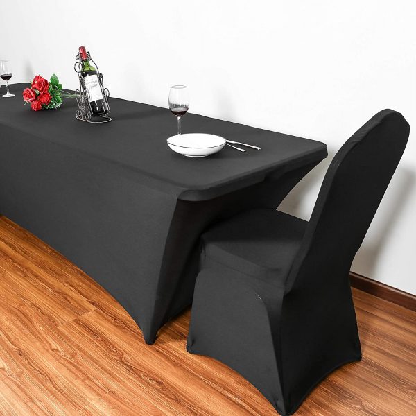 Obstal 6ft Stretch Spandex Table Cover for Standard Folding Tables - Universal Rectangular Fitted Tablecloth Protector for Wedding, Banquet and Party （Black, 72 Length x 30 Width x 30 Height Inches） - Image 3