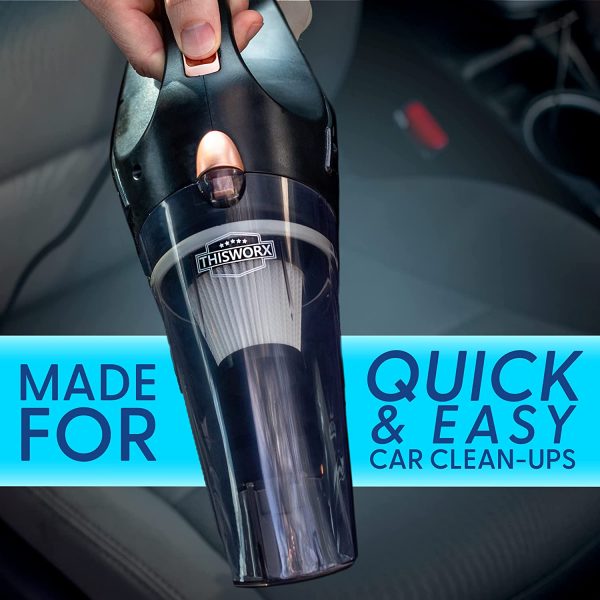 THISWORX Car Vacuum Cleaner - Portable, High Power, Handheld Vacuums w/ 3 Attachments, 16 Ft Cord & Bag - 12v, Auto Accessories Kit for Interior Detailing - Image 4