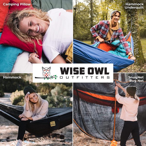 Wise Owl Outfitters Camping Hammocks - Portable Hammock Single or Double Hammock for Outdoor, Indoor w/ Tree Straps - Backpacking, Travel, and Camping Gear - Image 3