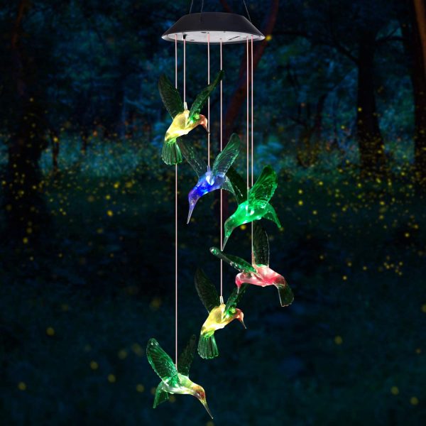 Wind Chime, Solar Hummingbird Wind Chimes Outdoor/Indoor(Gifts for mom/momgrandma Gifts/Birthday Gifts for mom) Outdoor Decor,Yard Decorations ,Memorial Wind Chimes,mom's Best Gifts - Image 3