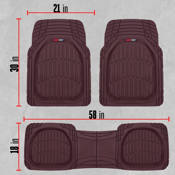 Motor Trend 923-BD Burgundy FlexTough Contour Liners-Deep Dish Heavy Duty Rubber Floor Mats for Car SUV Truck & Van-All Weather Protection, Universal Trim to Fit - Image 3