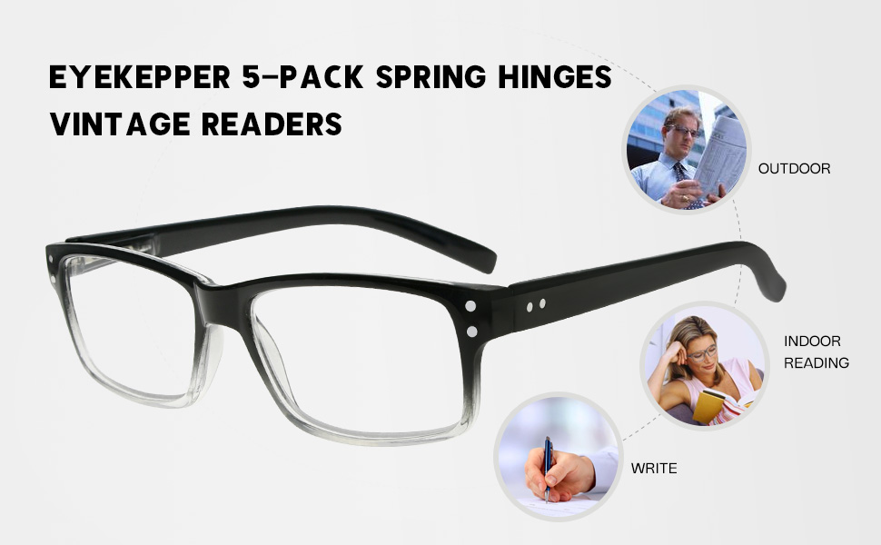 Men Vintage Reading Glasses Spring Hinges Includes Sunshine Readers