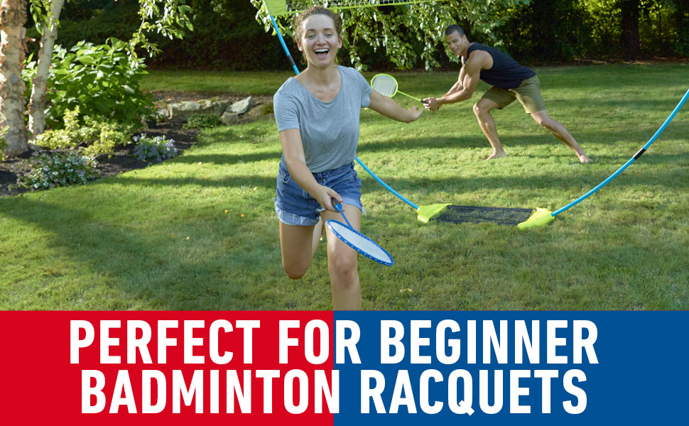 replacement badminton rackets set for kids and adults. backyard badminton rackets and birdies