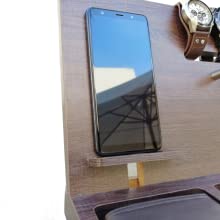 Gift for men, Wooden Desk and Nightstand Organizer, Phone Docking Station, Key Holder, Wallet Stand