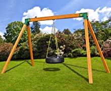 Free-Standing Wooden Tire Swing Set with Swing Set Brackets