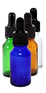 Vivaplex, 24, Assorted Colors, 15 ml (1/2 oz) Glass Bottles, with Glass Eye Droppers