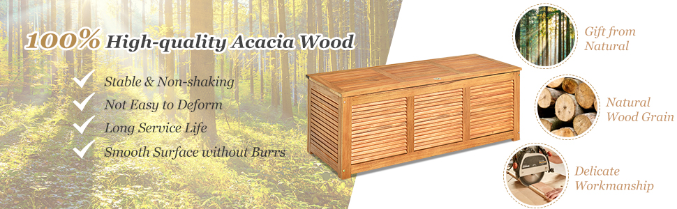 47 Gallon Acacia Wood Deck Box