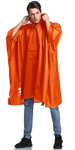 Hooded Rain Poncho Waterproof Raincoat Jacket for Men Women Adults