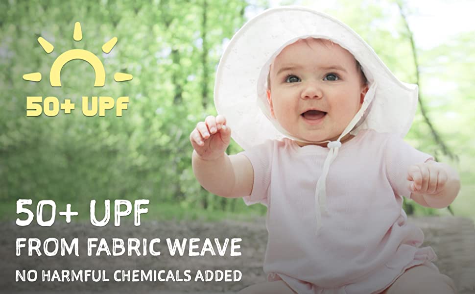 50+ UPF, no harmful chemical, 100% cotton