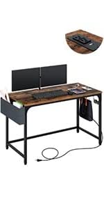 computer desk with power outlet