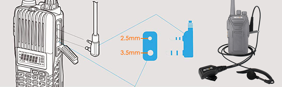 Walkie Talkies Earpiece with Kenwood 2 Pin