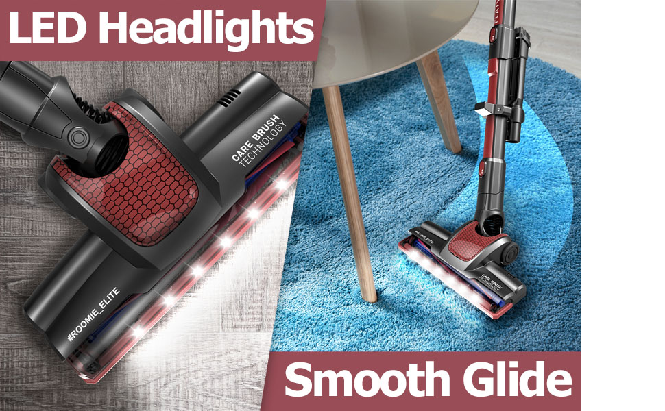 roomie tec cordless vacuum cleaner with led headlight highly maneuverable 2 in 1 stick vacuum 