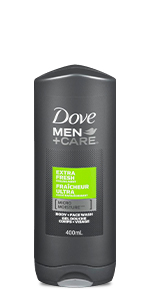 Dove Men+Care Extra Fresh Body and Face Wash helps keep skin feeling healthy, hydrated and strong