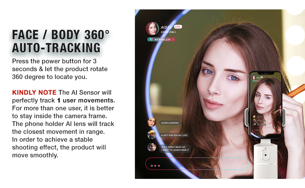 1 user face body tracking