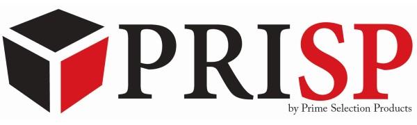 PRISP by Prime Selection Products brand logo, black and red, 3D box on the left, text on the right