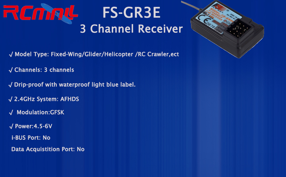 DR2264 Flysky Upgraded Waterproof 3CH FS-GR3E Receiver