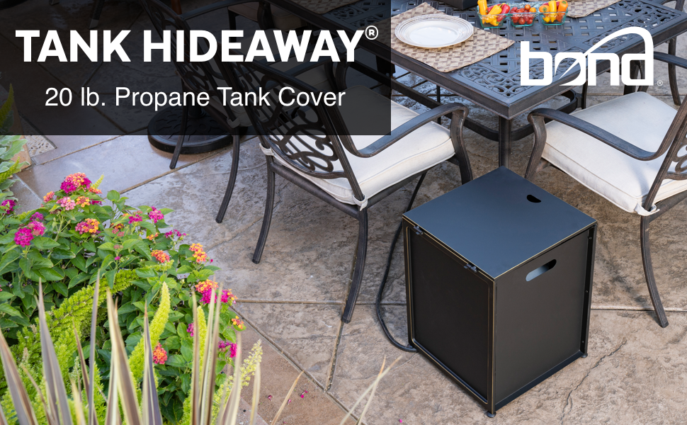 propane, gas, cover, holder, tank, hideaway, steel, metal, table, lid, side