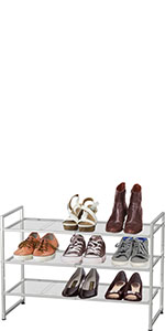 3 Tier stackable mesh shoe rack