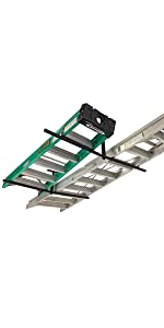 ladder ceiling storage rack holder organizer metal strong double two extension folding garage work