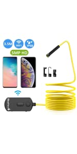 BlueFire 5MP HD 1944P WiFi Endoscope(11.5FT)