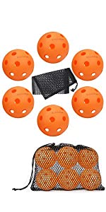 Indoor Pickleball Balls 6 Pack with Mesh Ball Bag