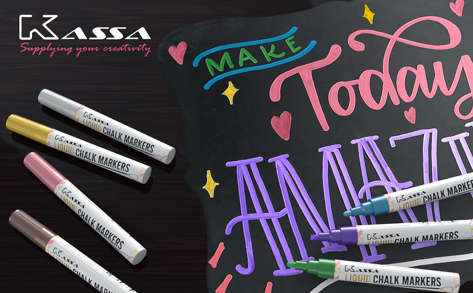 Kassa metallic liquid chalk marker chalkboard lettering artwork erasable blackboard pens