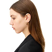 LILIE&WHITE Chunky Gold Hoop Earrings for Women Cute Fashion Hypoallergenic earrings 