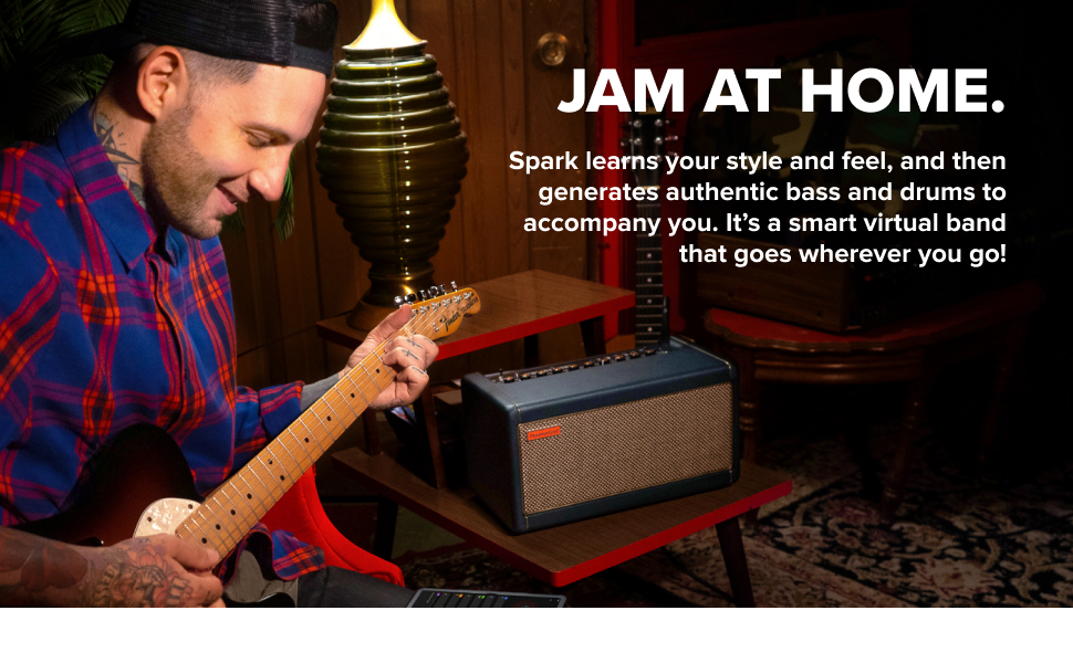 Spark learns style and then generates authentic bass and drums to accompany you smart virtual band