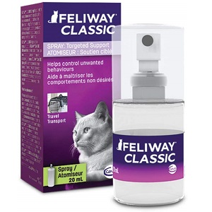 FELIWAY cat pheromone spray helps during travel urine spraying and scratching