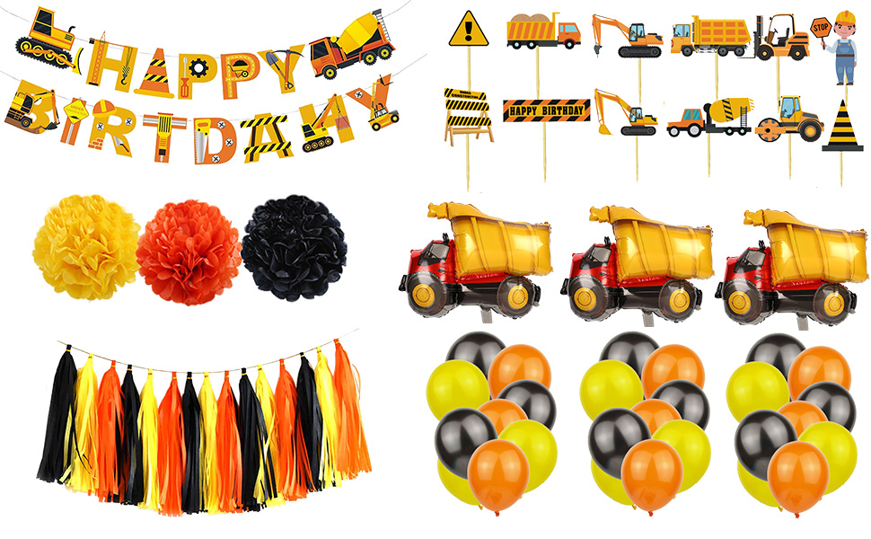 Construction Theme Birthday Party Supplies Kit