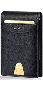 FurArt Slim Leather Bifold Wallet with Money Clip