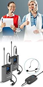 Dual transsmiter wireless lavalier microphone