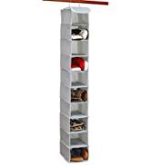 SimpleHouseware 10 Shelves Hanging Shoes Organizer Holder for Closet w/ 10 Pockets, Grey