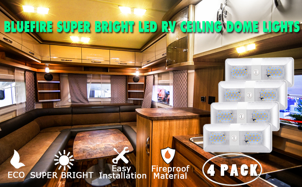 BlueFire Led RV Ceiling Double Dome Light RV Interior Light for Trailer Camper RV Boat(Warm White)