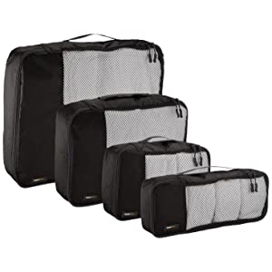 AmazonBasics Packing Cubes - 4 Piece Set (Small, Medium, Large, and Slim)