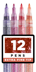 Glitter Paint Pens for Rock Painting, Scrapbook Journals, Photo Album